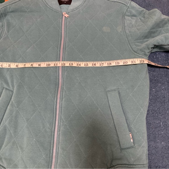 Athleta Women Jacket M Retroplush Bomber Jacket Teal Full Zip Up Quilted Green - Picture 15 of 16